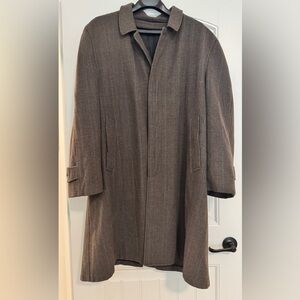 Vintage Alligator Men’s Wool Overcoat Jacket Brown Glen Plaid Check – Size L/XL